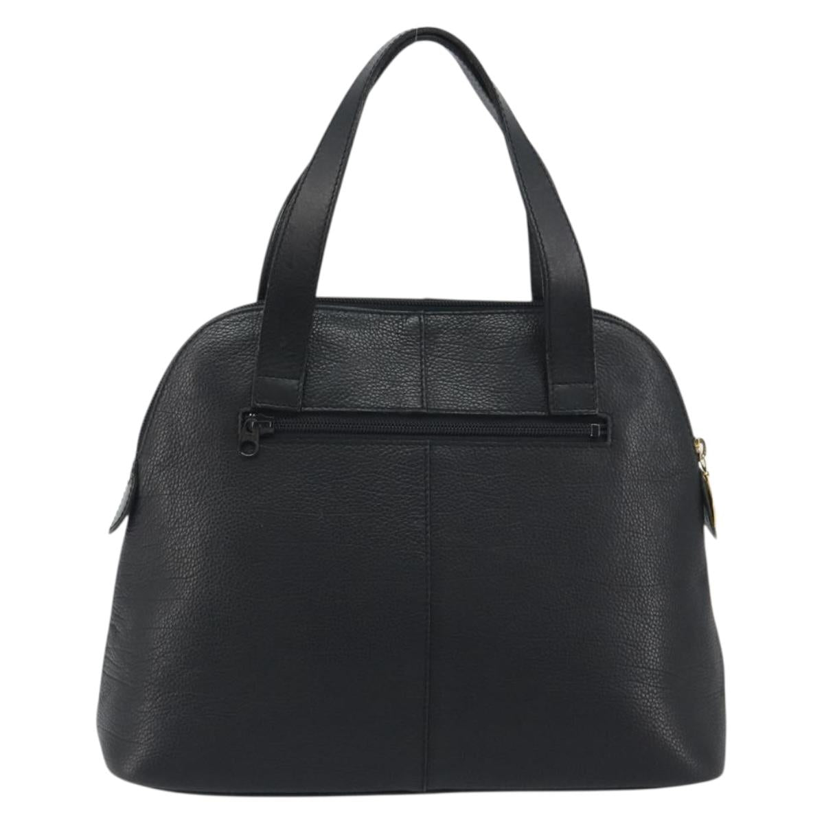 BURBERRY Hand Bag Leather Black Gold Auth bs36597