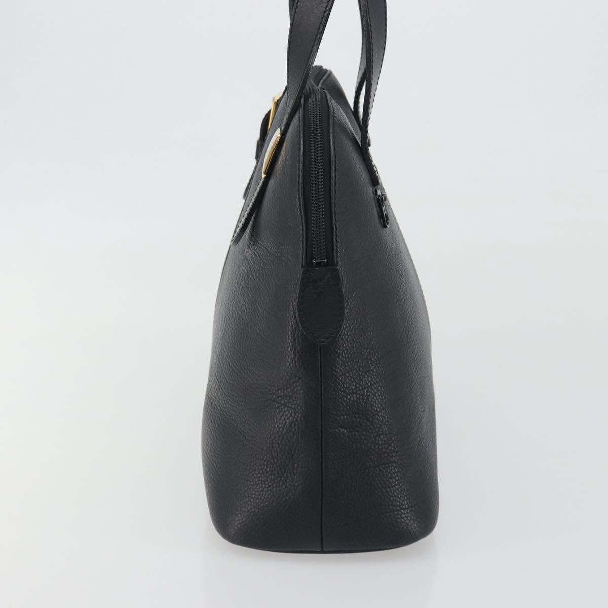 BURBERRY Hand Bag Leather Black Gold Auth bs36597