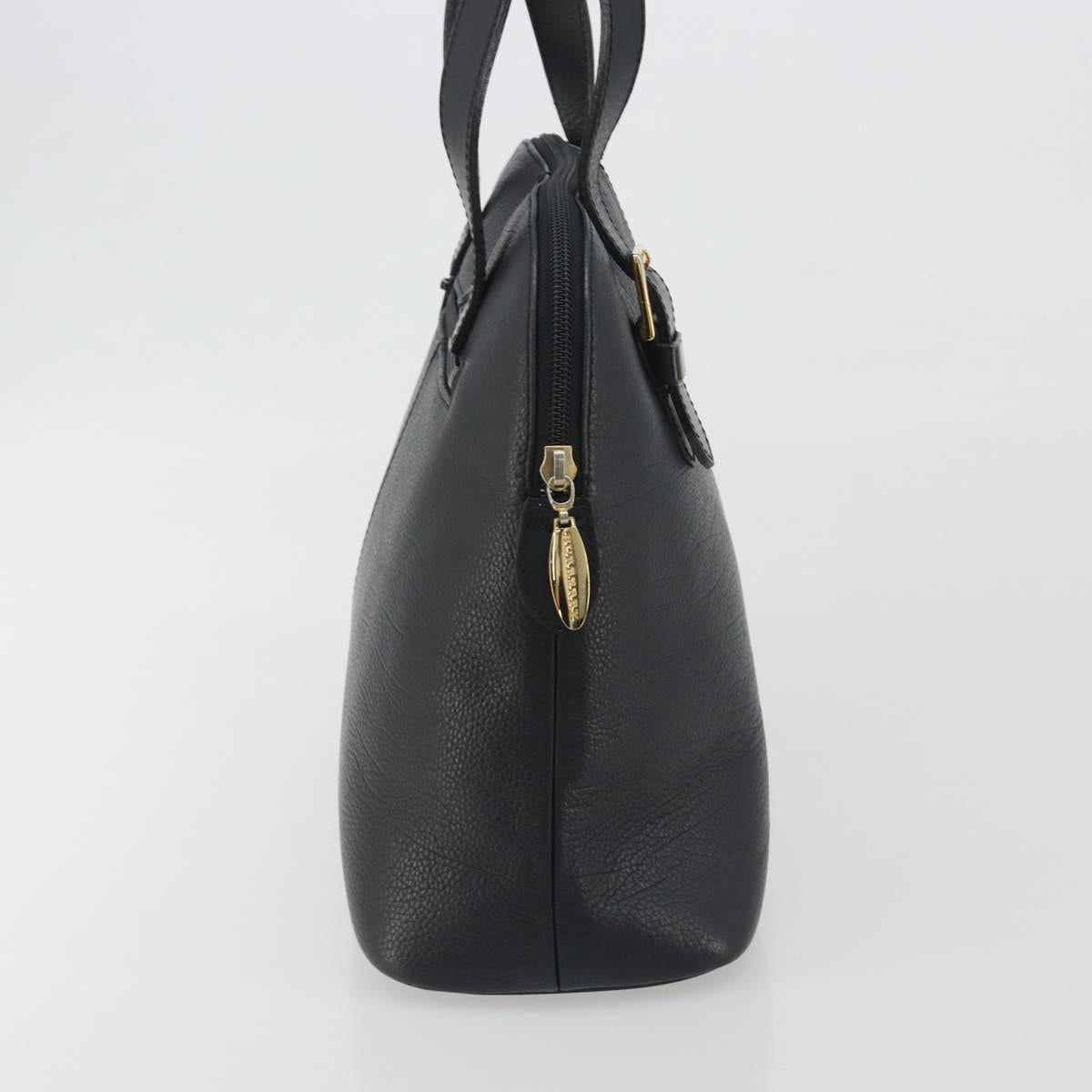 BURBERRY Hand Bag Leather Black Gold Auth bs36597