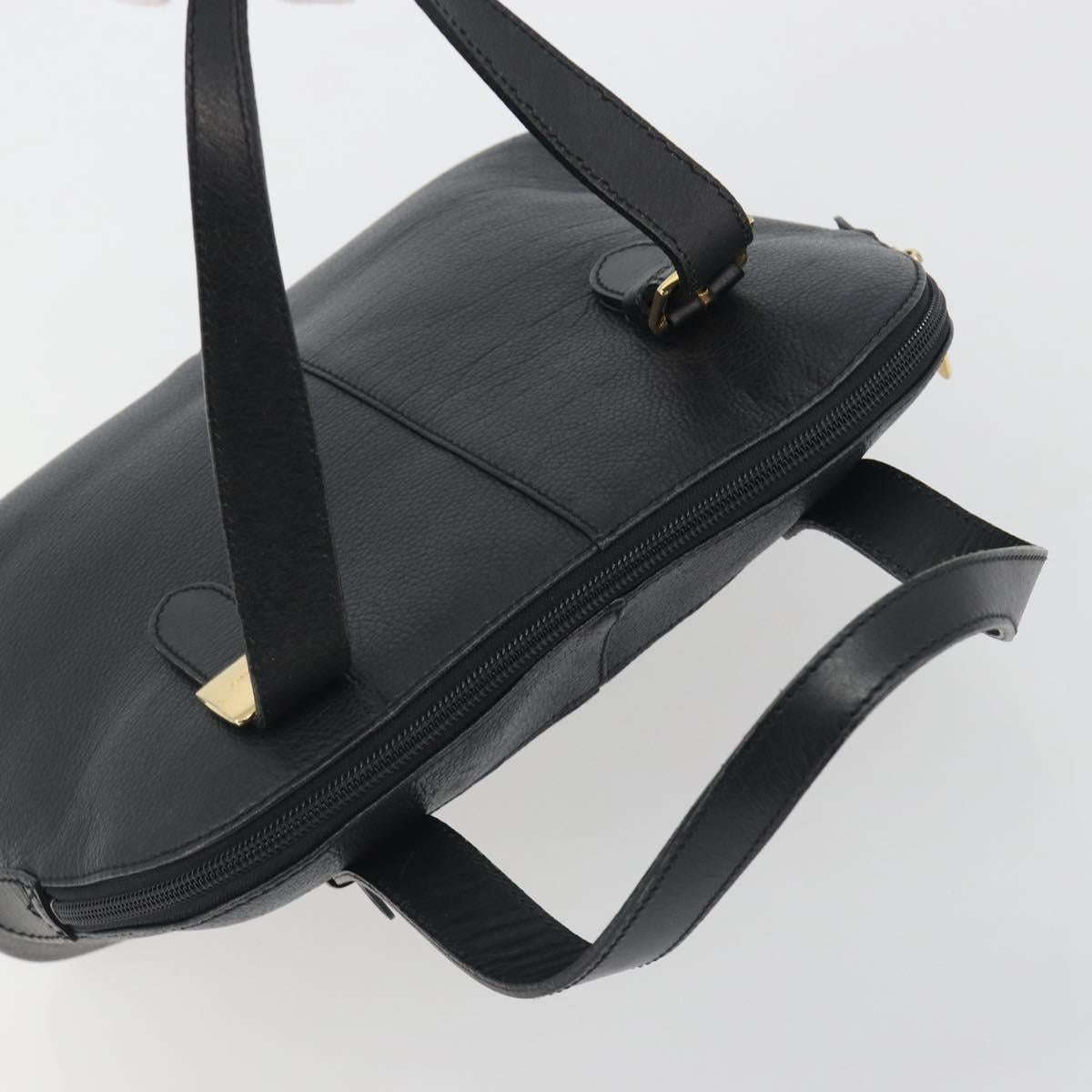 BURBERRY Hand Bag Leather Black Gold Auth bs36597