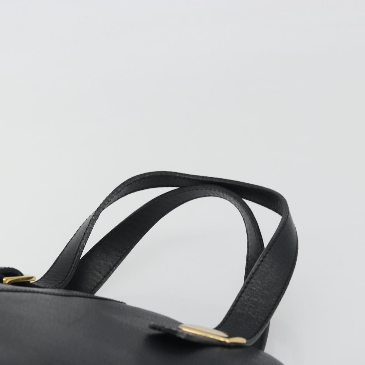 BURBERRY Hand Bag Leather Black Gold Auth bs36597