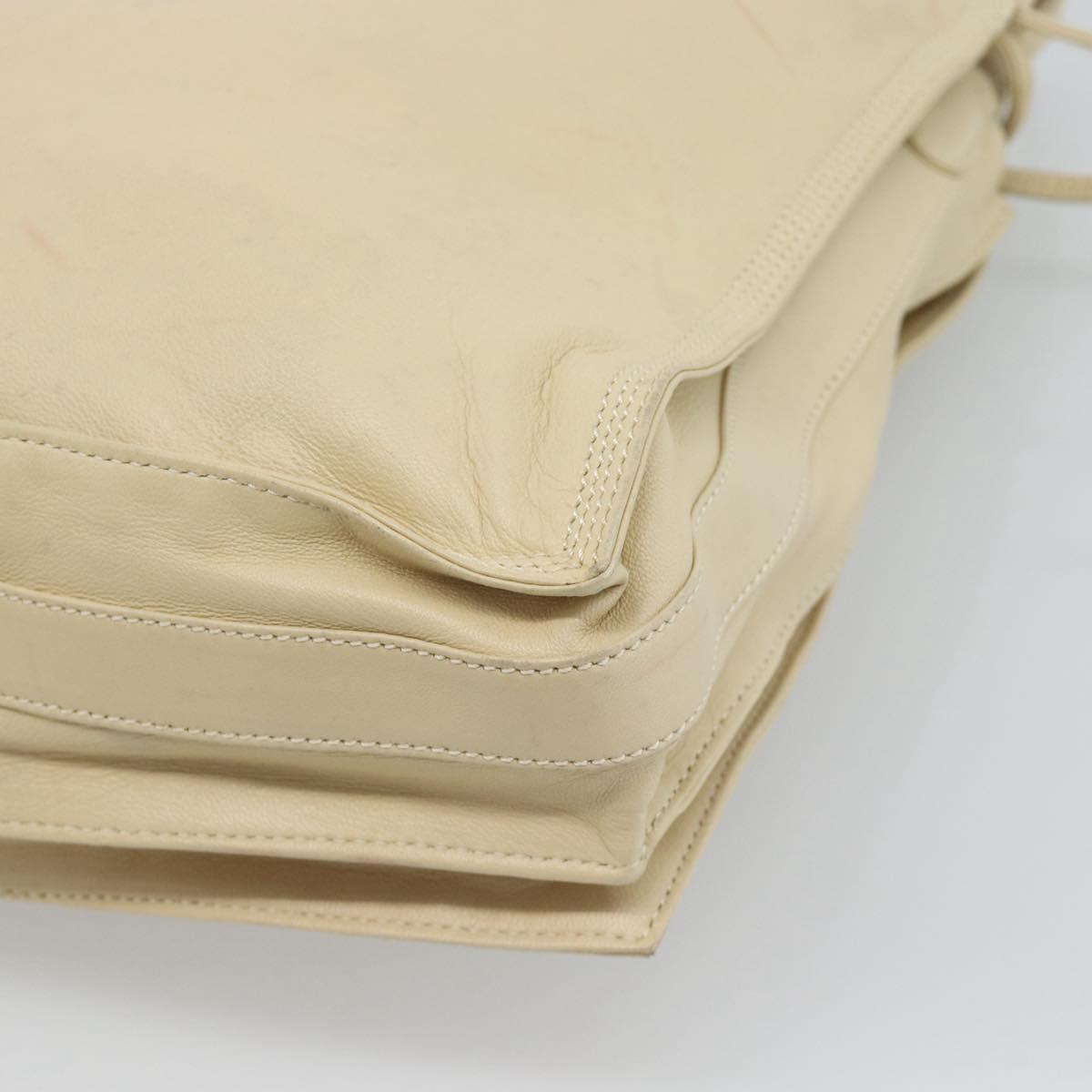 LOEWE Anagram Shoulder Bag Leather Ivory Gold Auth bs36600