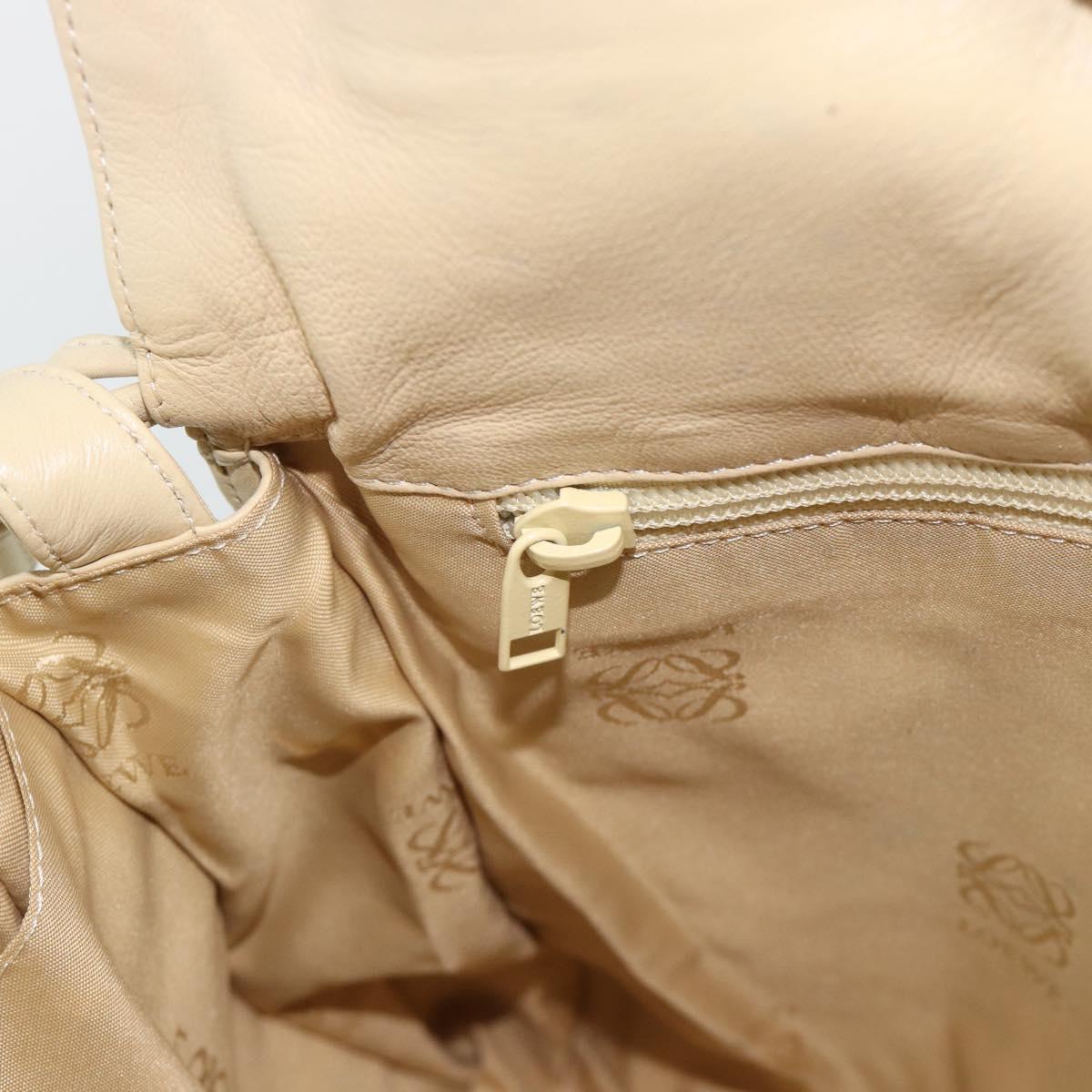 LOEWE Anagram Shoulder Bag Leather Ivory Gold Auth bs36600
