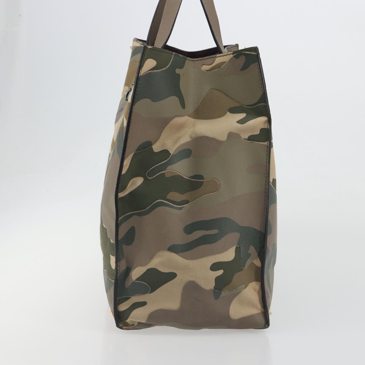 VALENTINO Studs Tote Bag Brown Gold Auth bs36602