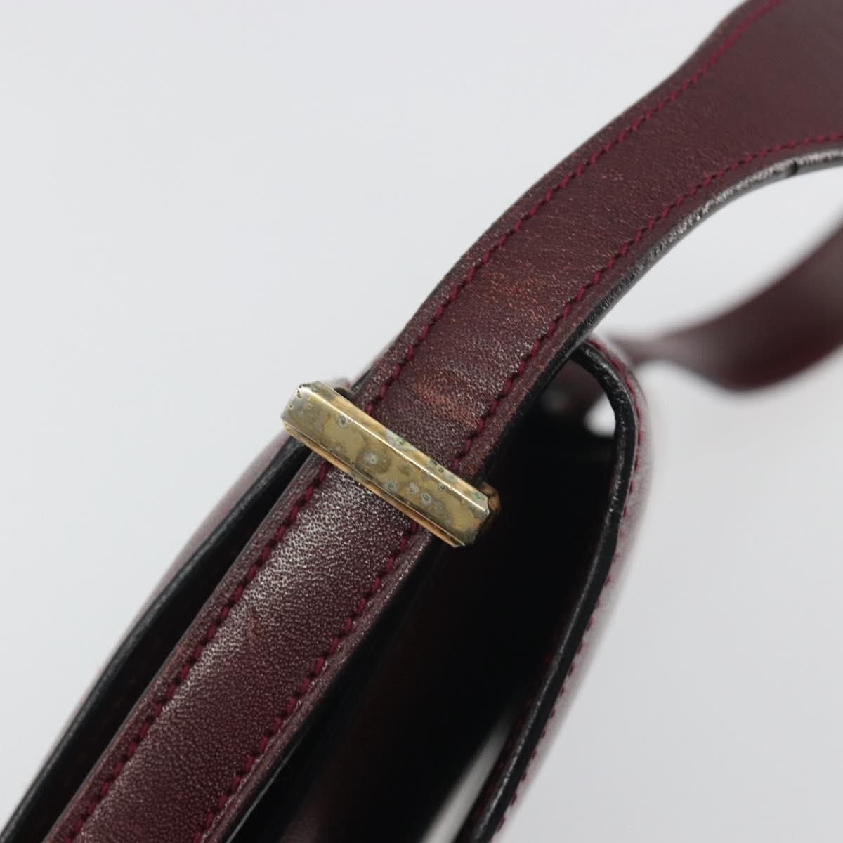 CELINE Shoulder Bag Leather Bordeaux Gold Auth bs36605