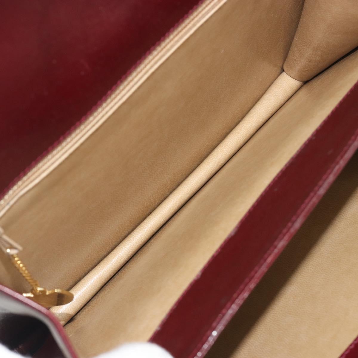 CELINE Shoulder Bag Leather Bordeaux Gold Auth bs36605