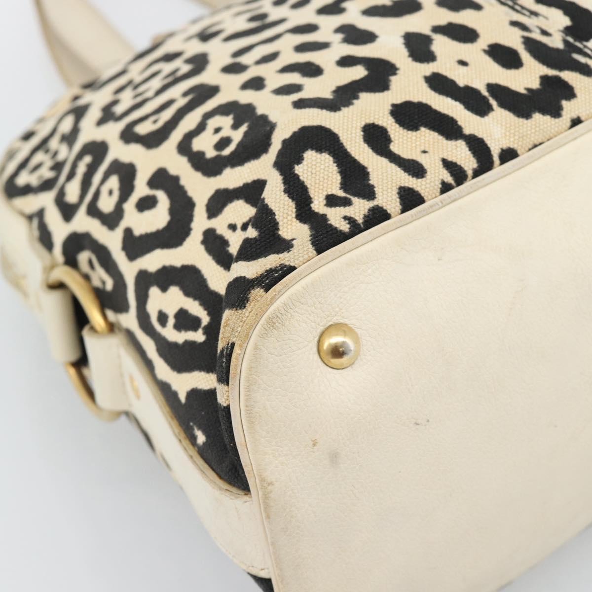 SAINT LAURENT Muse Tote Bag Canvas Beige Gold Auth bs36606