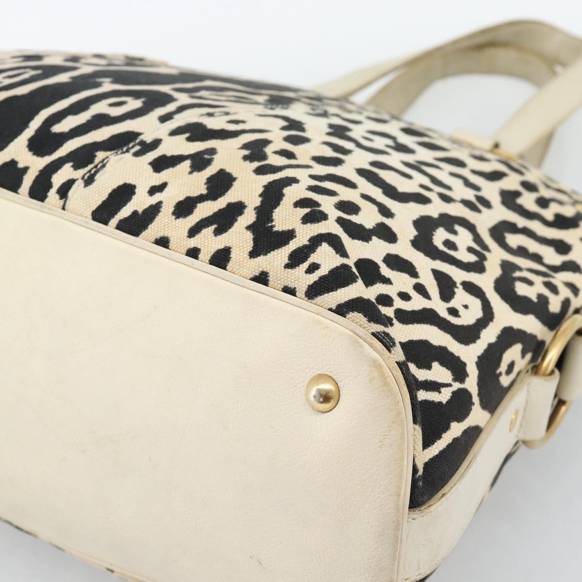 SAINT LAURENT Muse Tote Bag Canvas Beige Gold Auth bs36606