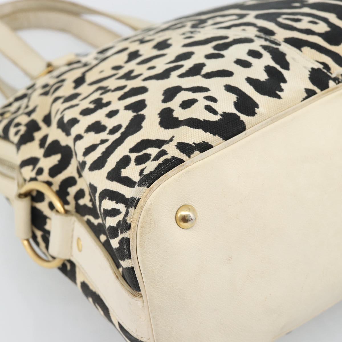 SAINT LAURENT Muse Tote Bag Canvas Beige Gold Auth bs36606