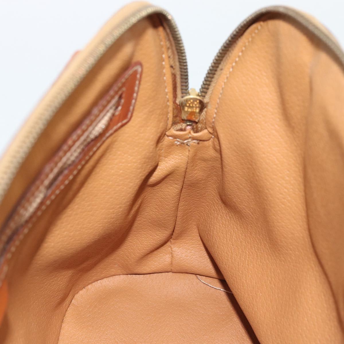 CELINE Macadam Canvas Hand Bag PVC Leather Brown Gold Auth bs36610