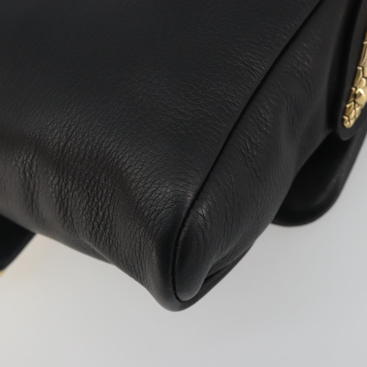 VALENTINO Shoulder Bag Leather Black Gold Auth bs36611V