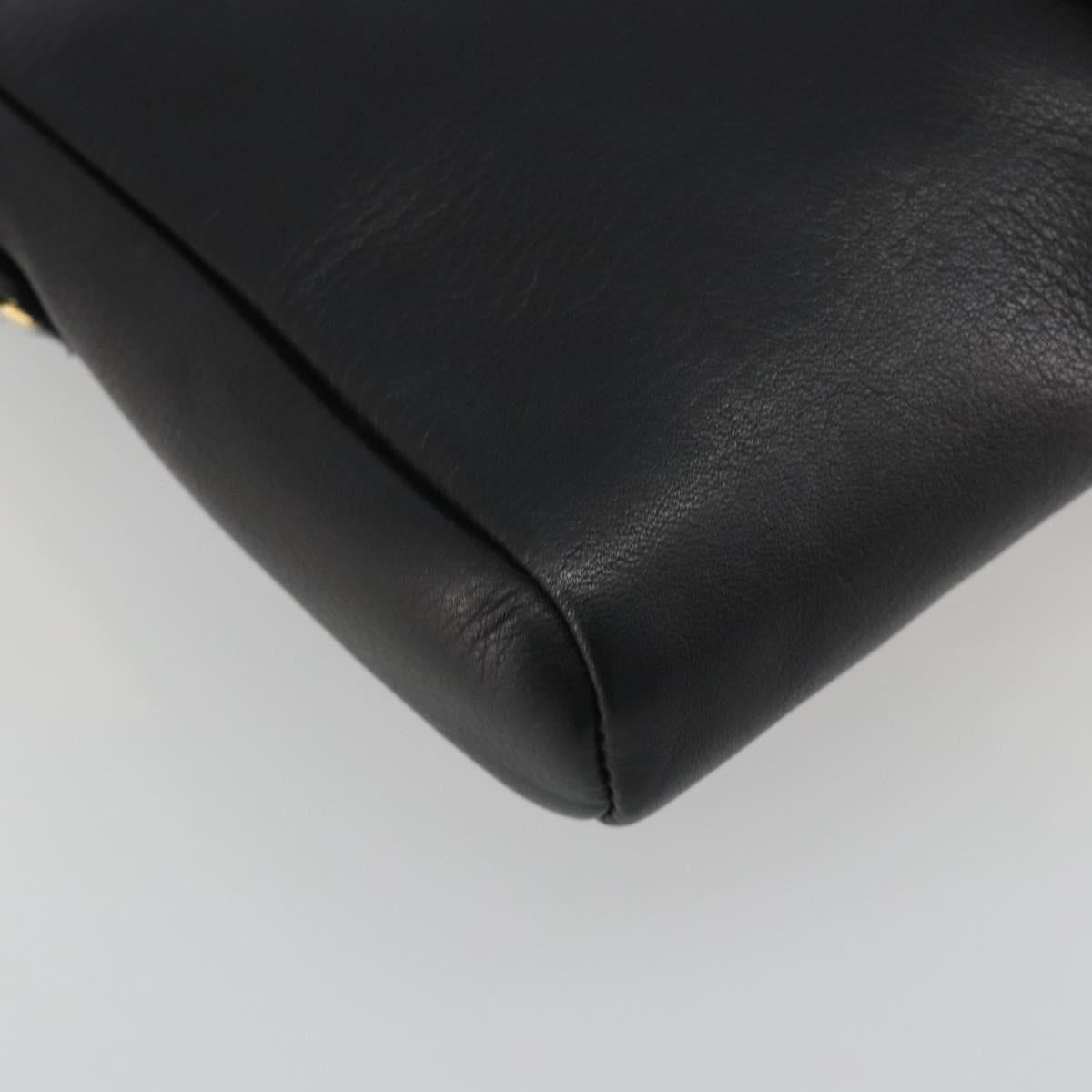 VALENTINO Shoulder Bag Leather Black Gold Auth bs36611V