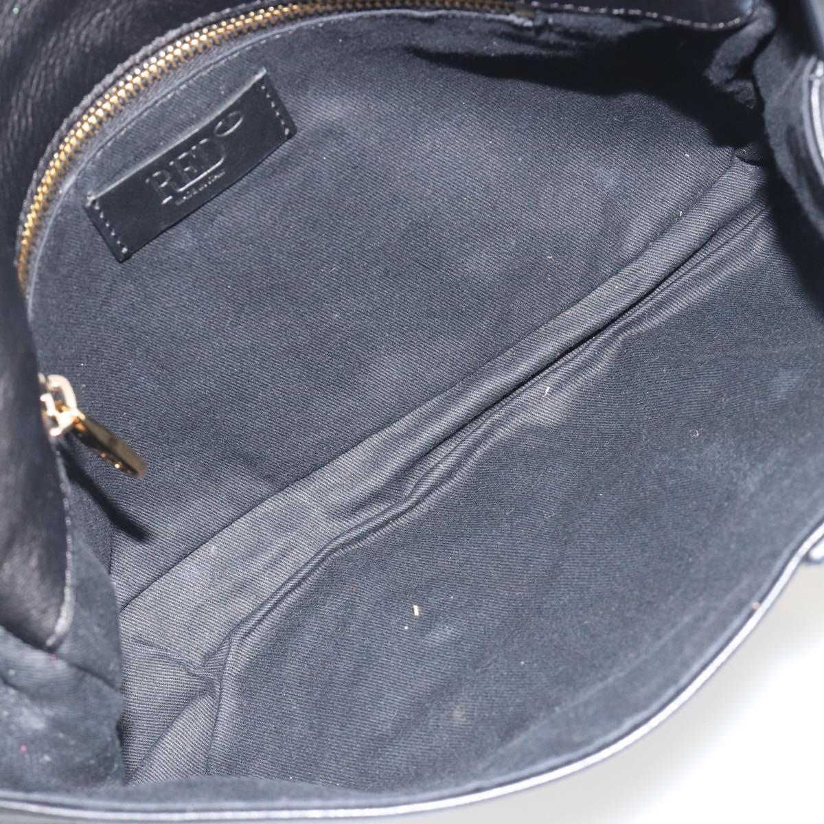 VALENTINO Shoulder Bag Leather Black Gold Auth bs36611V