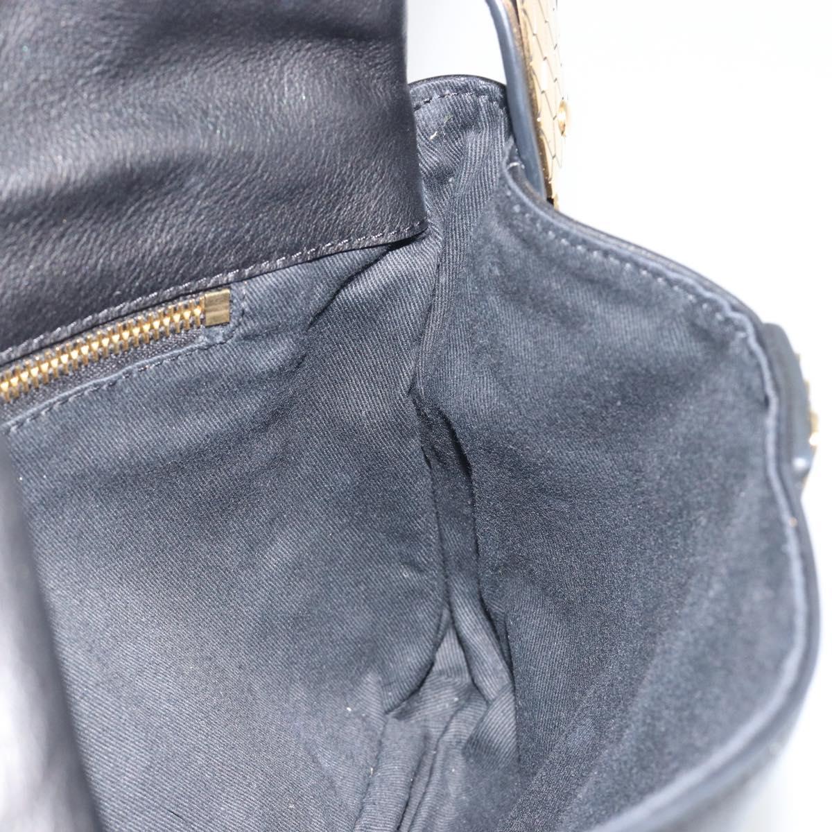 VALENTINO Shoulder Bag Leather Black Gold Auth bs36611V