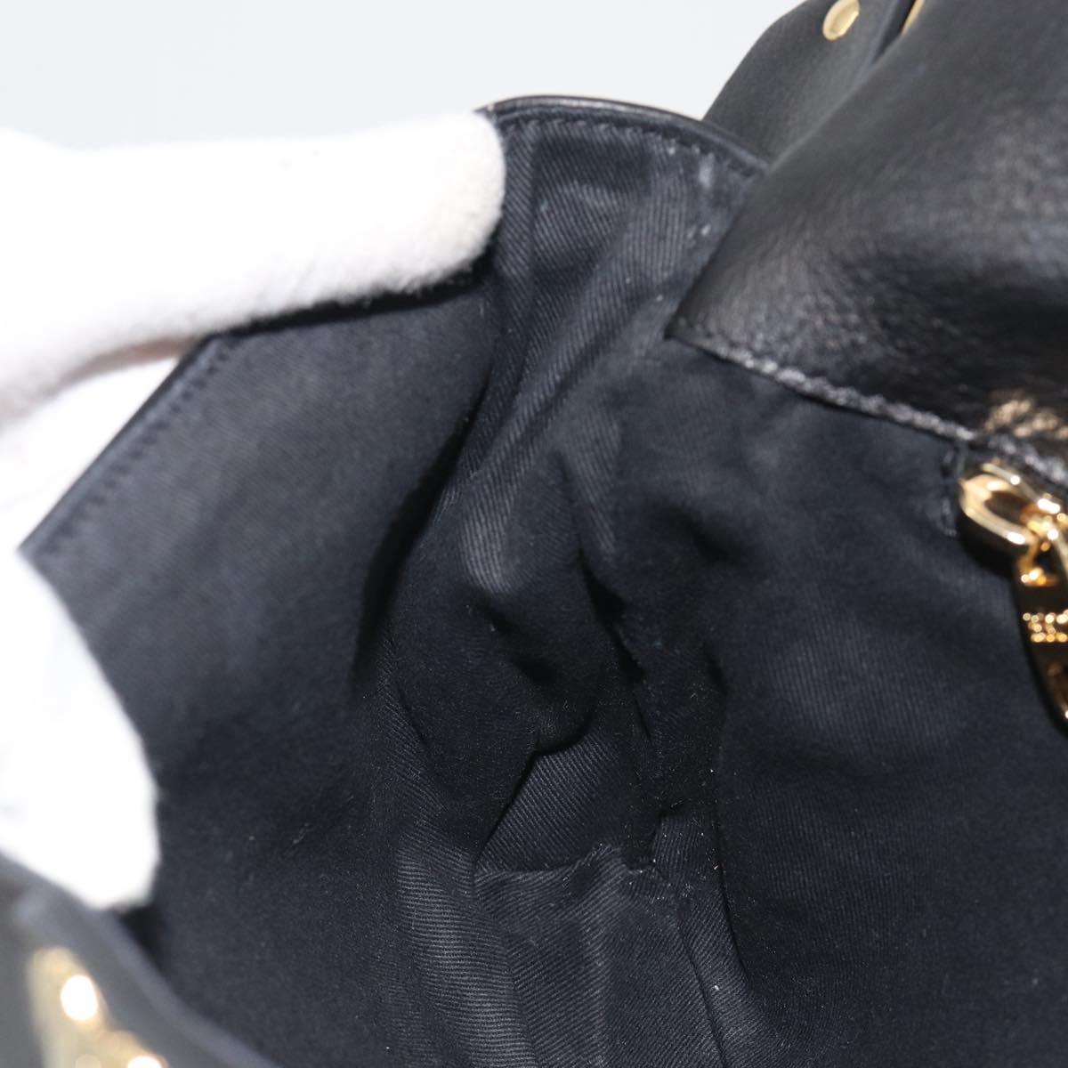 VALENTINO Shoulder Bag Leather Black Gold Auth bs36611V