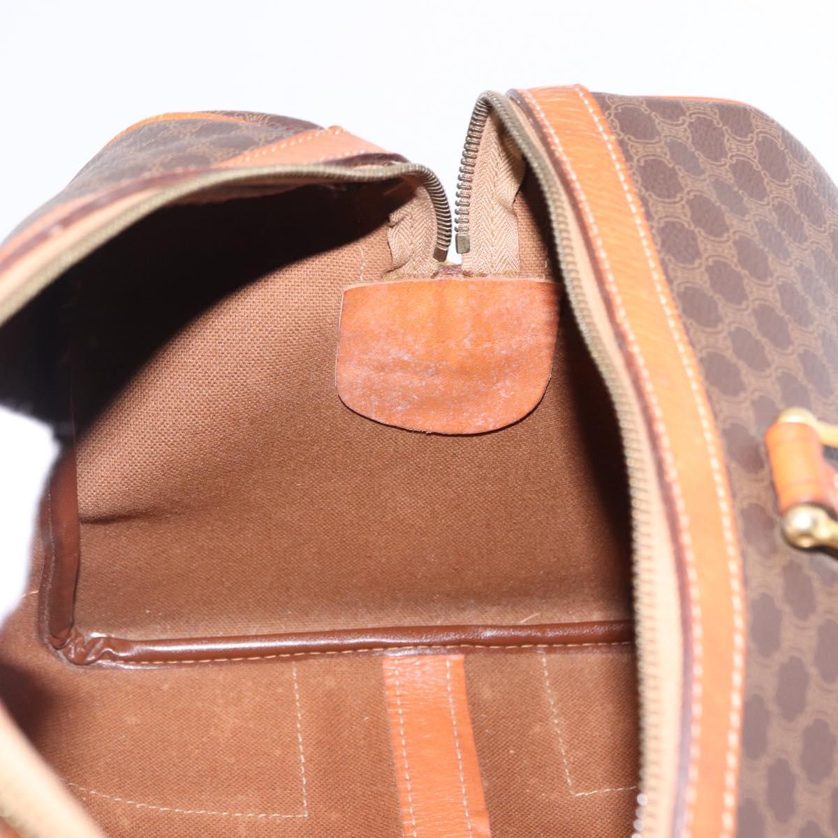 CELINE Macadam Canvas Boston Bag PVC Leather Brown Gold Auth bs36612