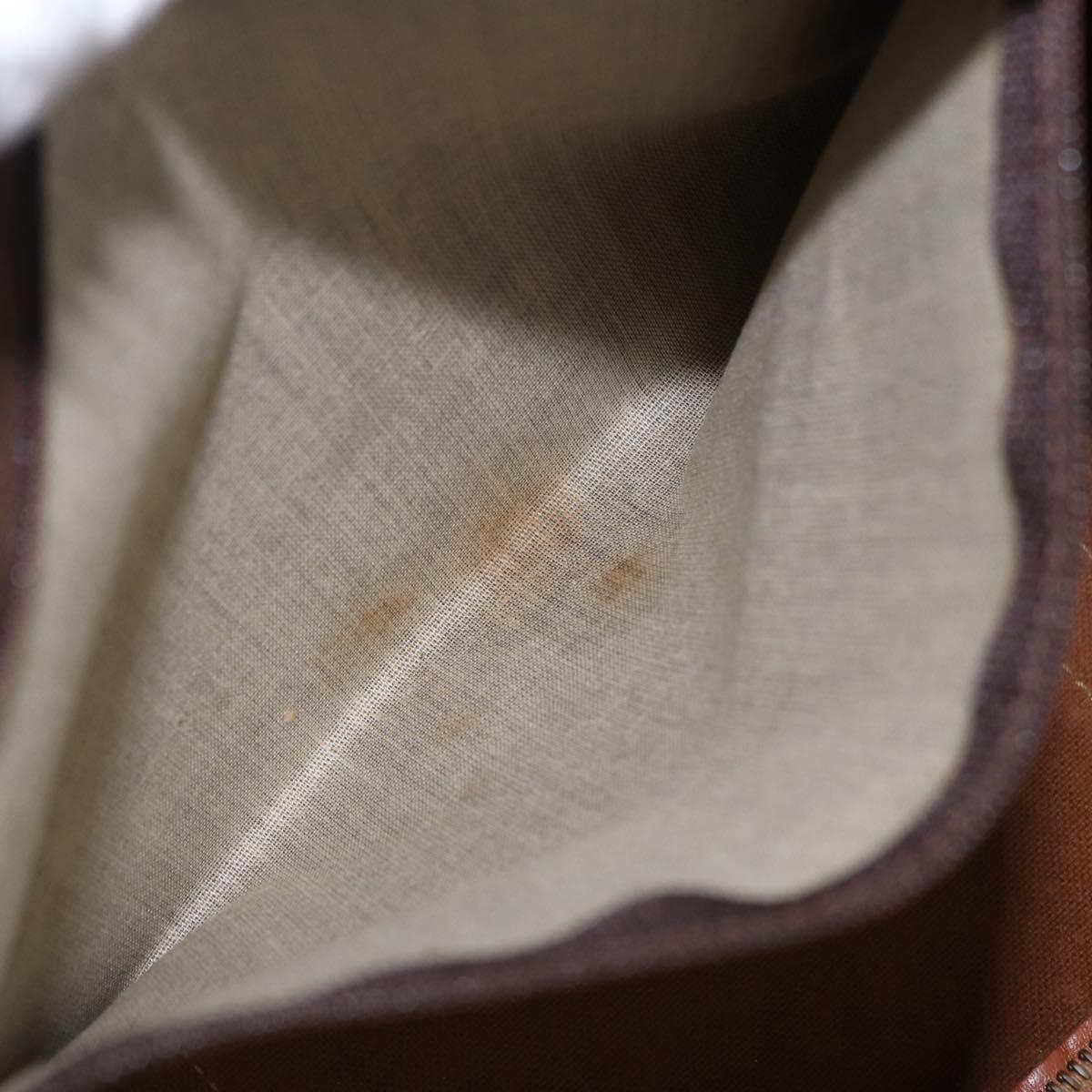 CELINE Macadam Canvas Boston Bag PVC Leather Brown Gold Auth bs36612