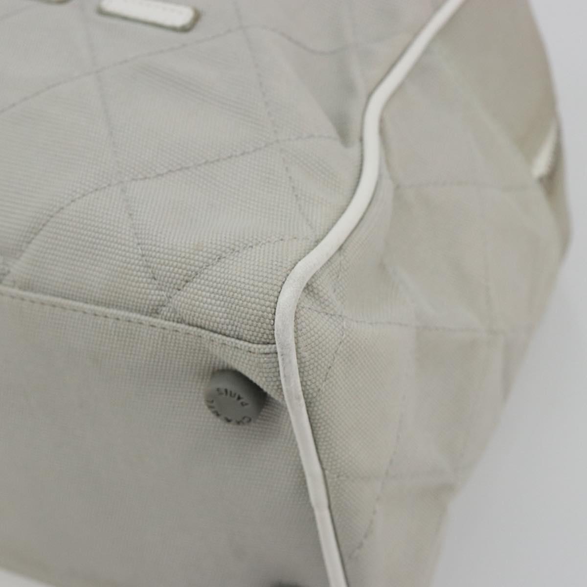 CHANEL Sports Line Matelasse Boston Bag Canvas Gray Silver CC Auth bs36613
