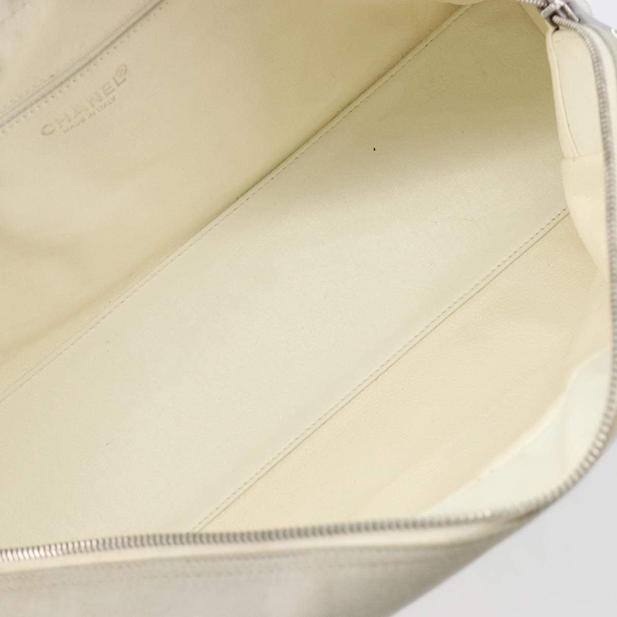 CHANEL Sports Line Matelasse Boston Bag Canvas Gray Silver CC Auth bs36613