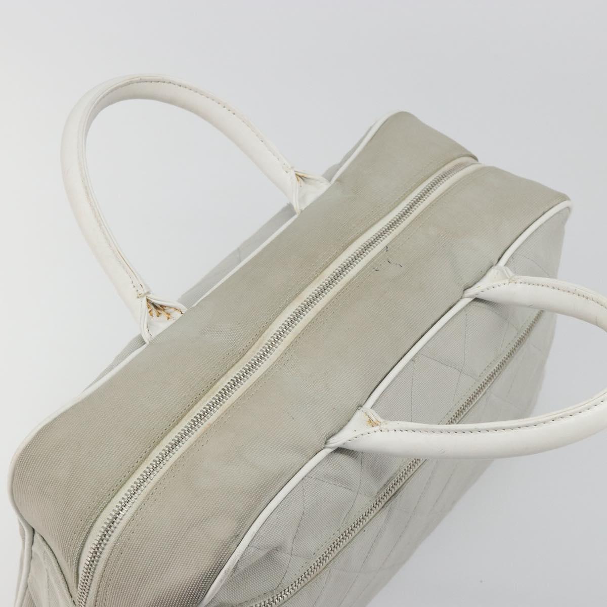 CHANEL Sports Line Matelasse Boston Bag Canvas Gray Silver CC Auth bs36613