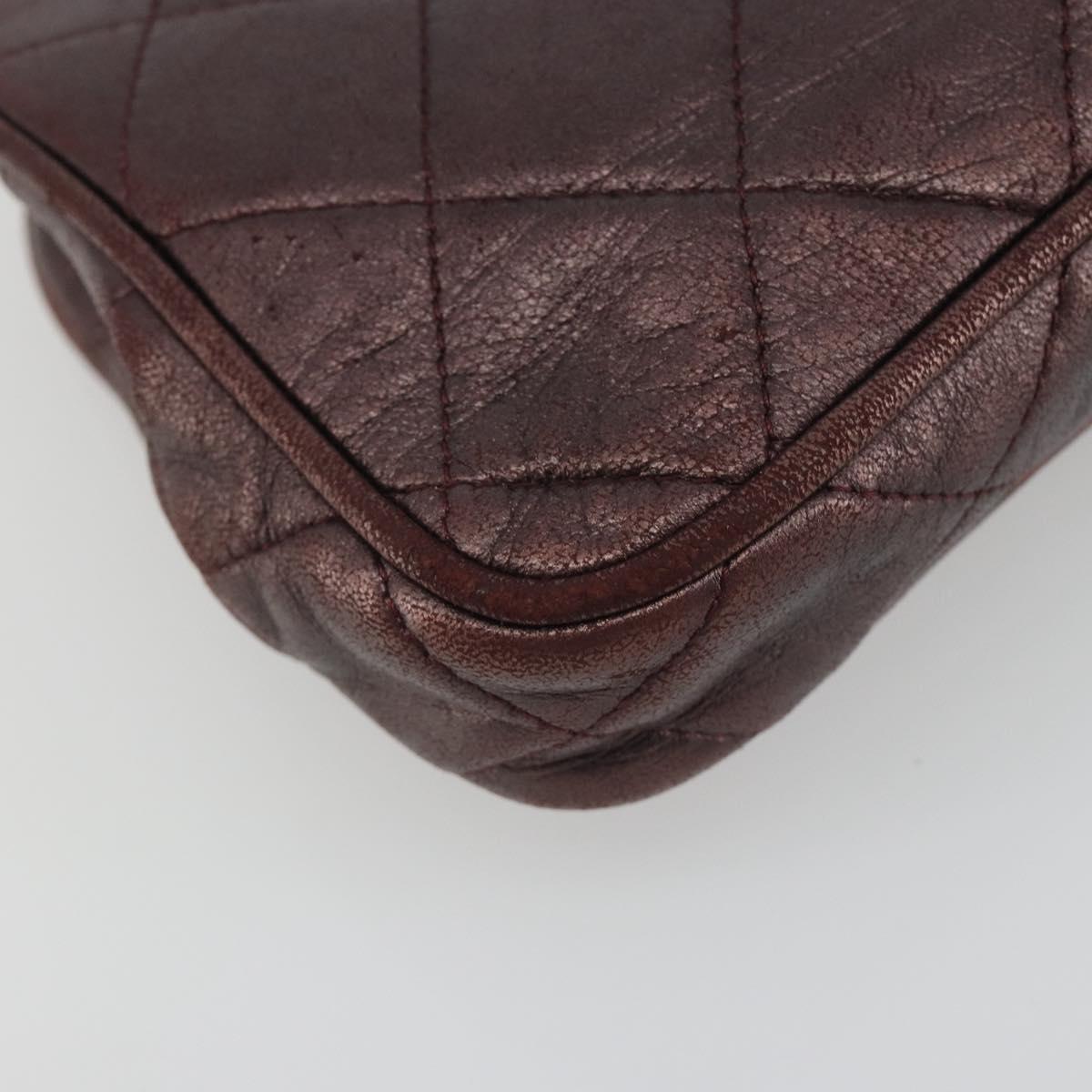 CHANEL Matelasse Waist Bag Lamb Skin Bordeaux Gold CC Auth bs36614A