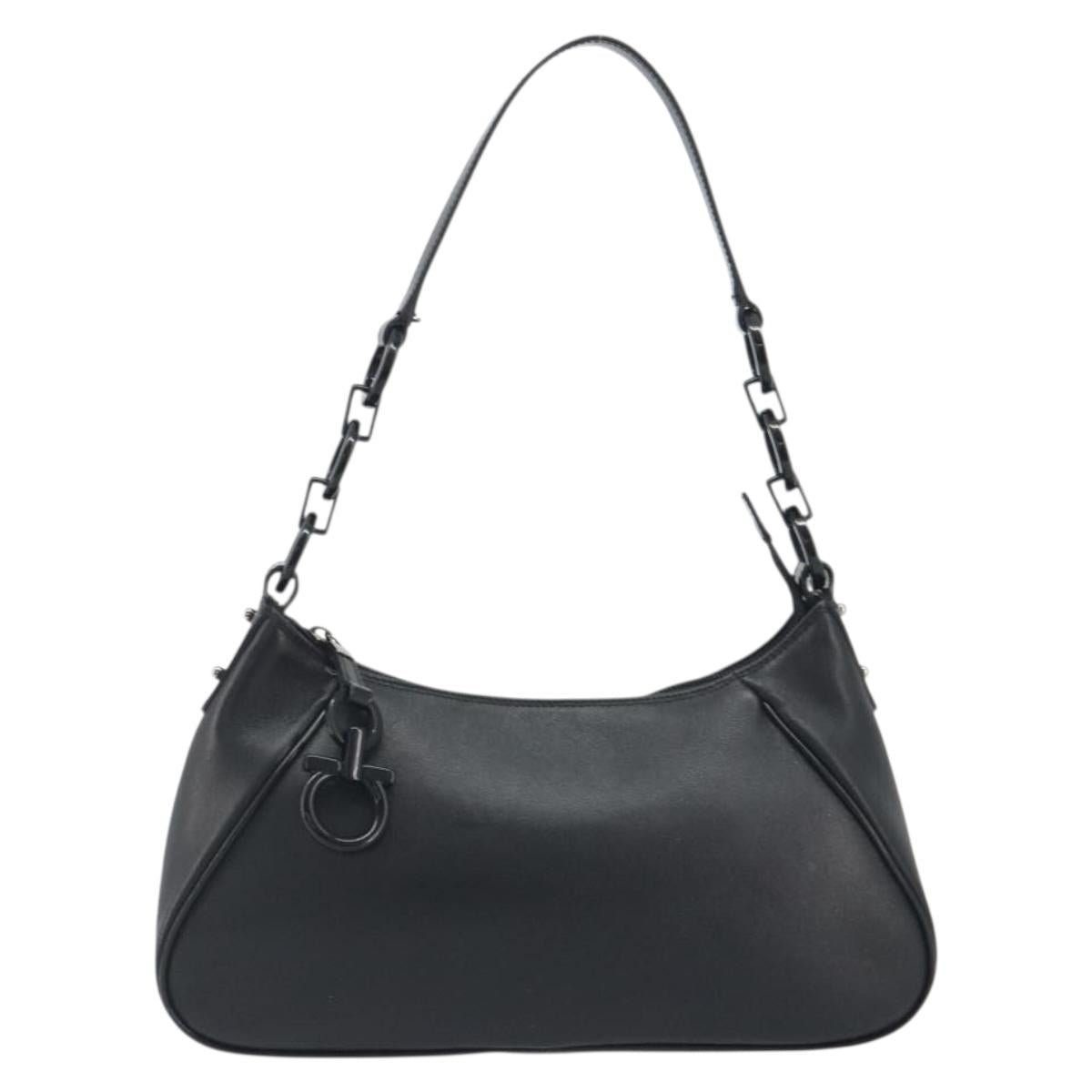 Salvatore Ferragamo Shoulder Bag Leather Black Auth bs36615V