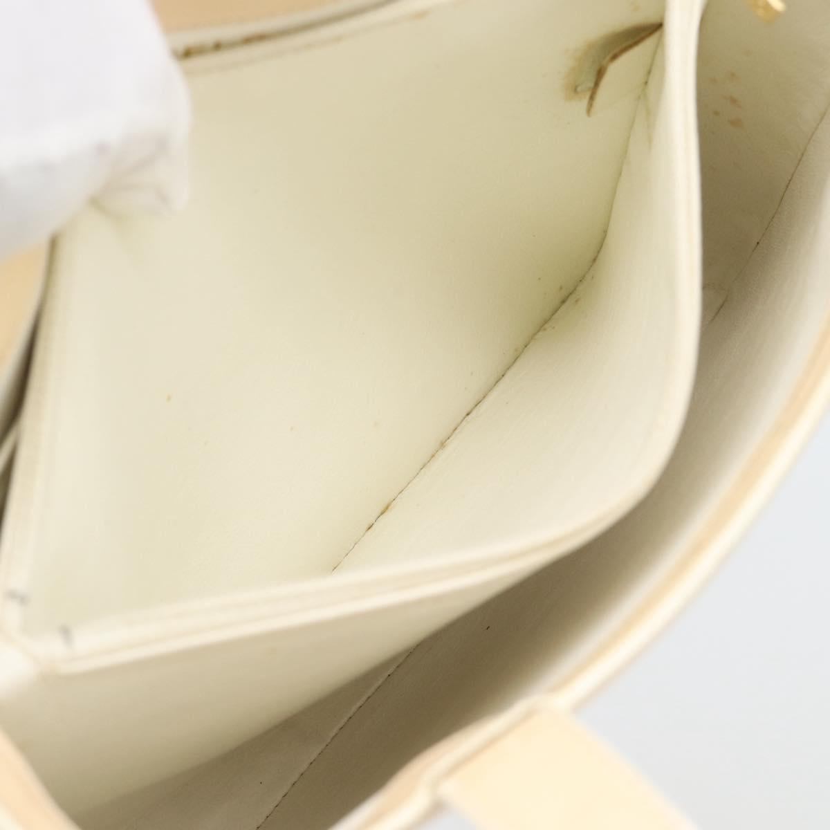 CHANEL Tote Bag Patent leather Ivory Gold CC Auth bs36616