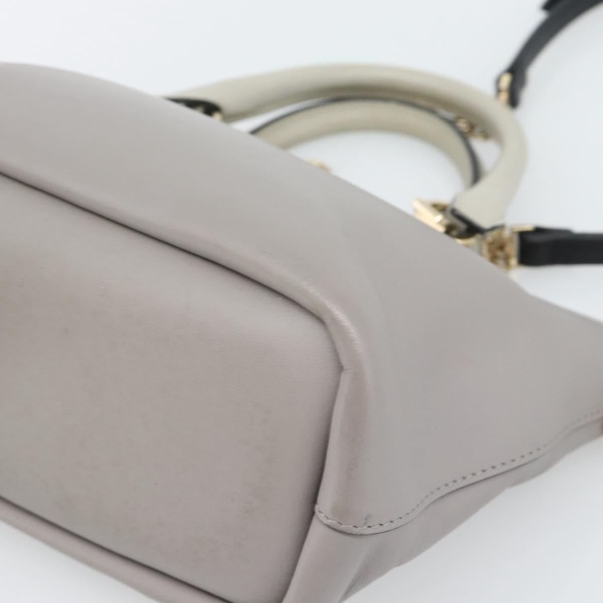 Chloe Hand Bag Leather 2way Gray Gold Auth bs36618A