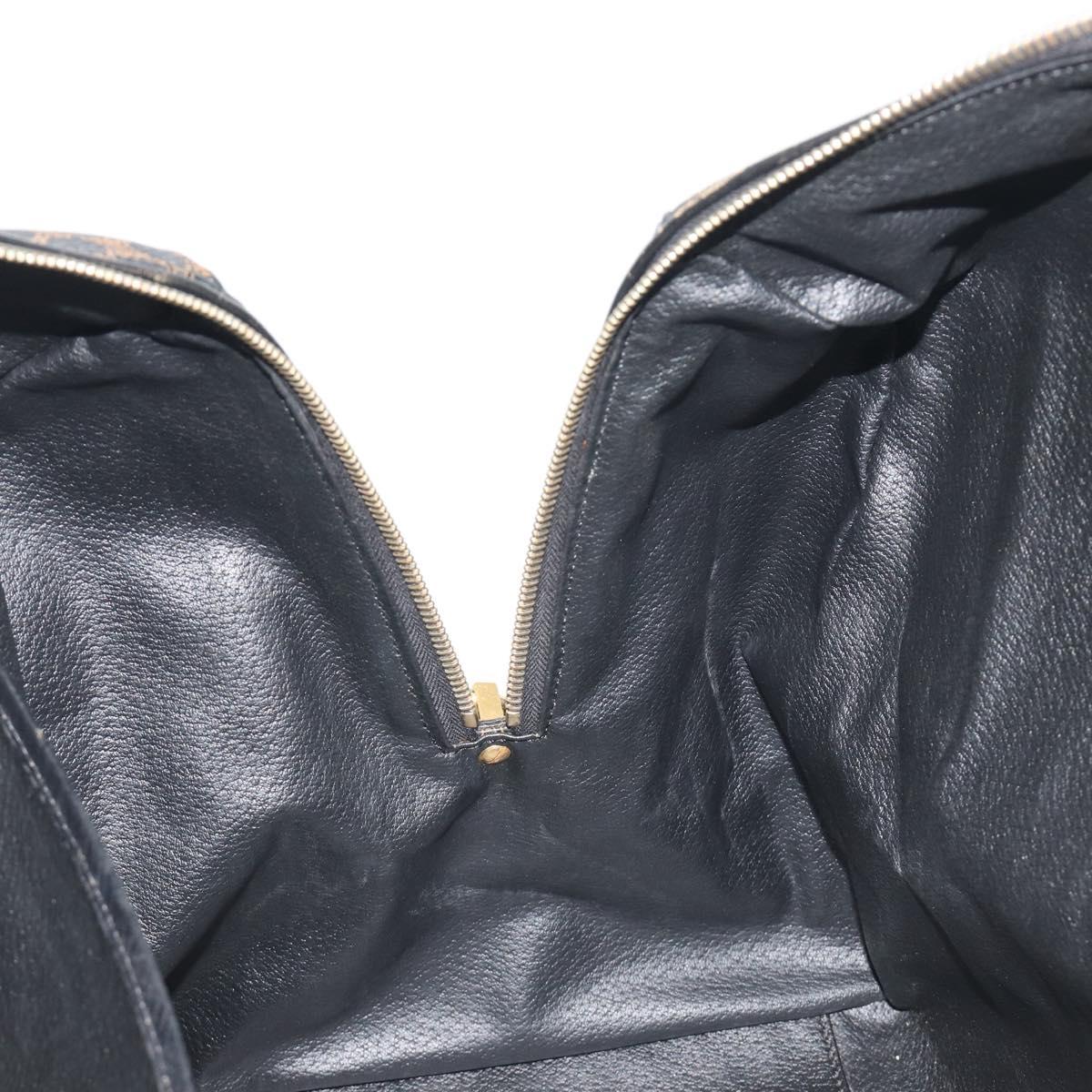 CELINE Macadam Canvas Boston Bag PVC Leather Black Gold Auth bs36619A