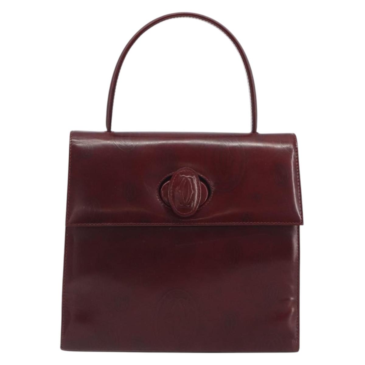 CARTIER Happy Birthday Hand Bag Patent leather Red Auth bs36621