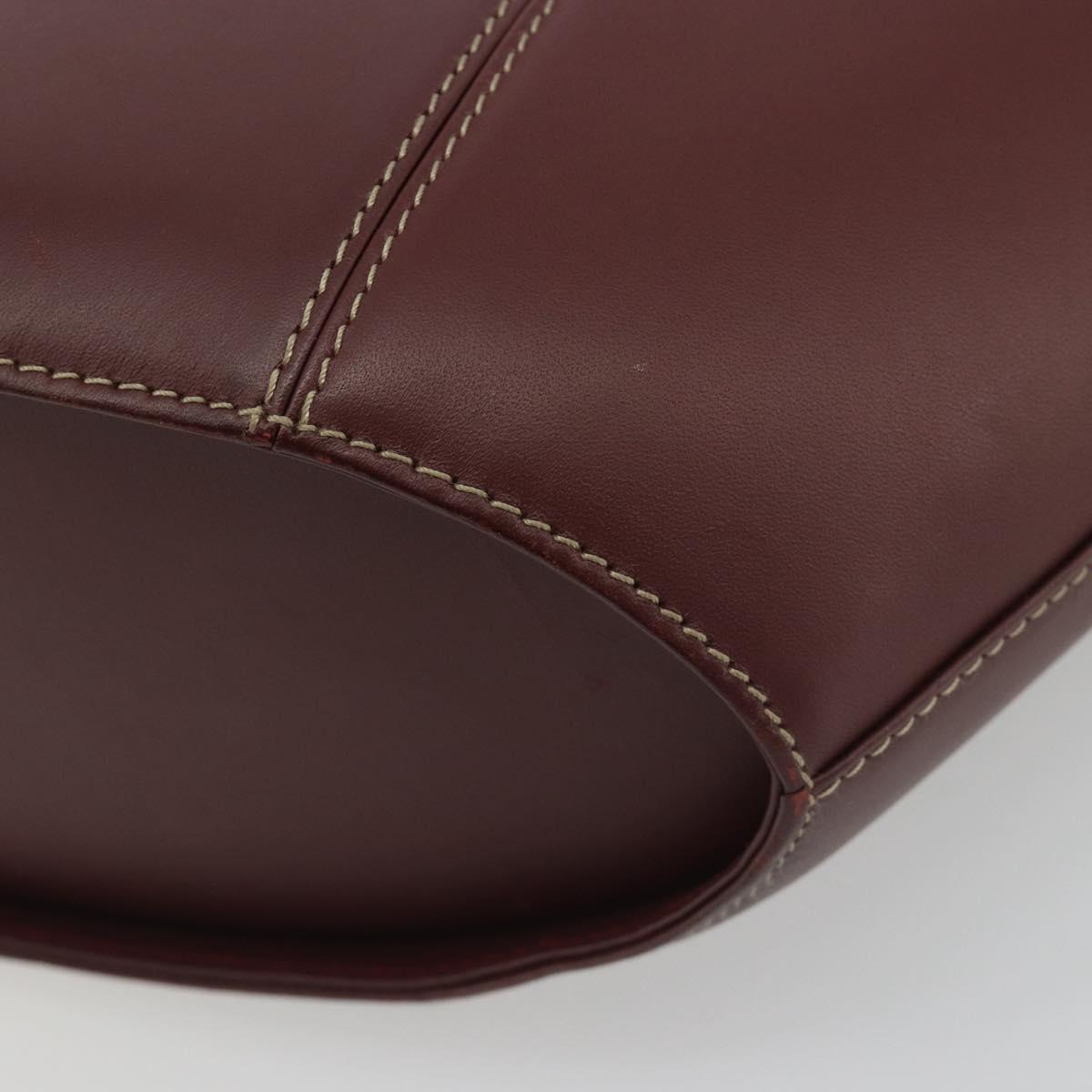 CARTIER Must Line Hand Bag Leather Bordeaux Gold Auth bs36622A