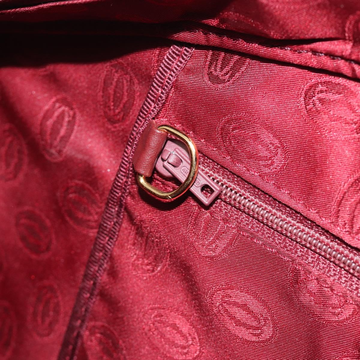 CARTIER Must Line Hand Bag Leather Bordeaux Gold Auth bs36622A