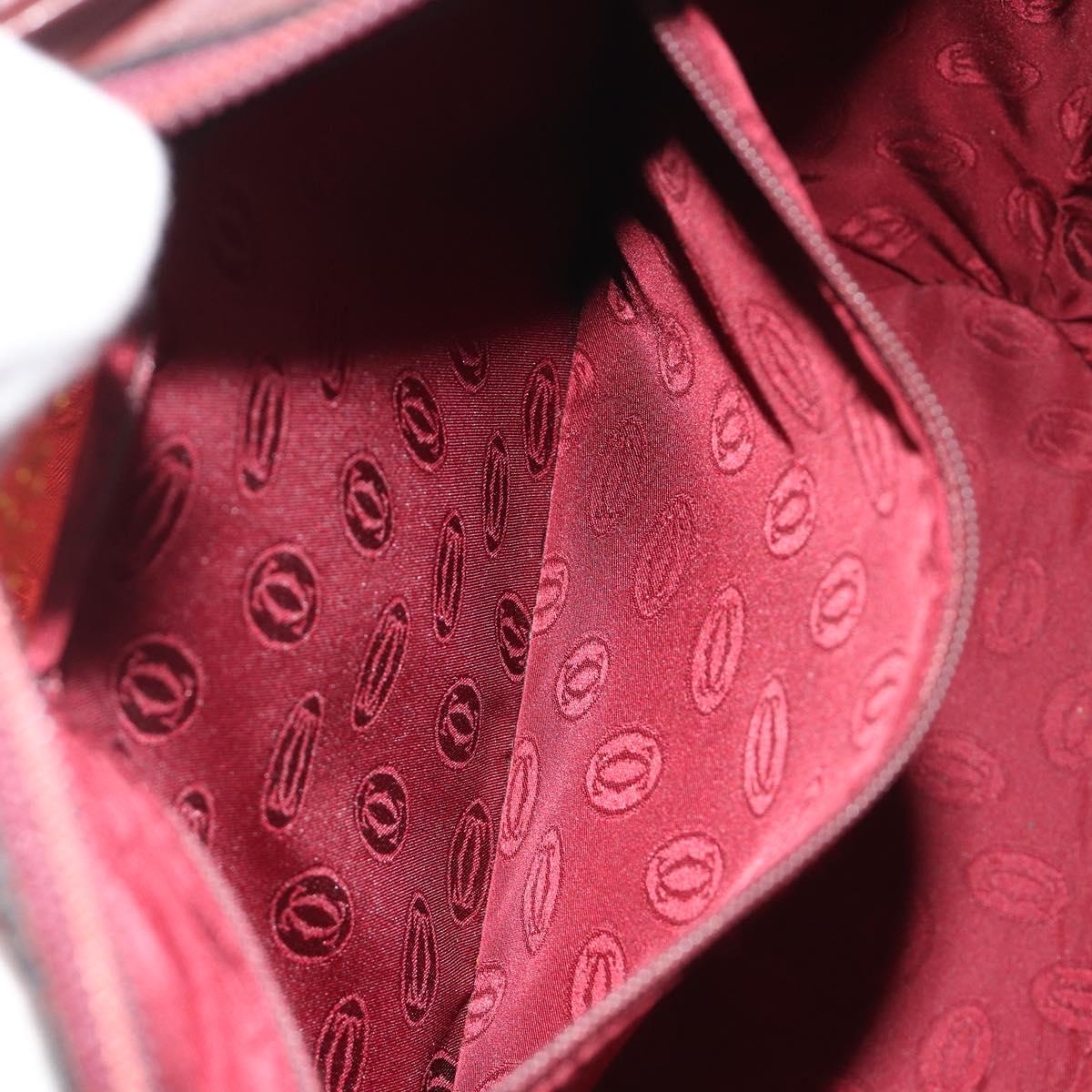CARTIER Must Line Hand Bag Leather Bordeaux Gold Auth bs36622A