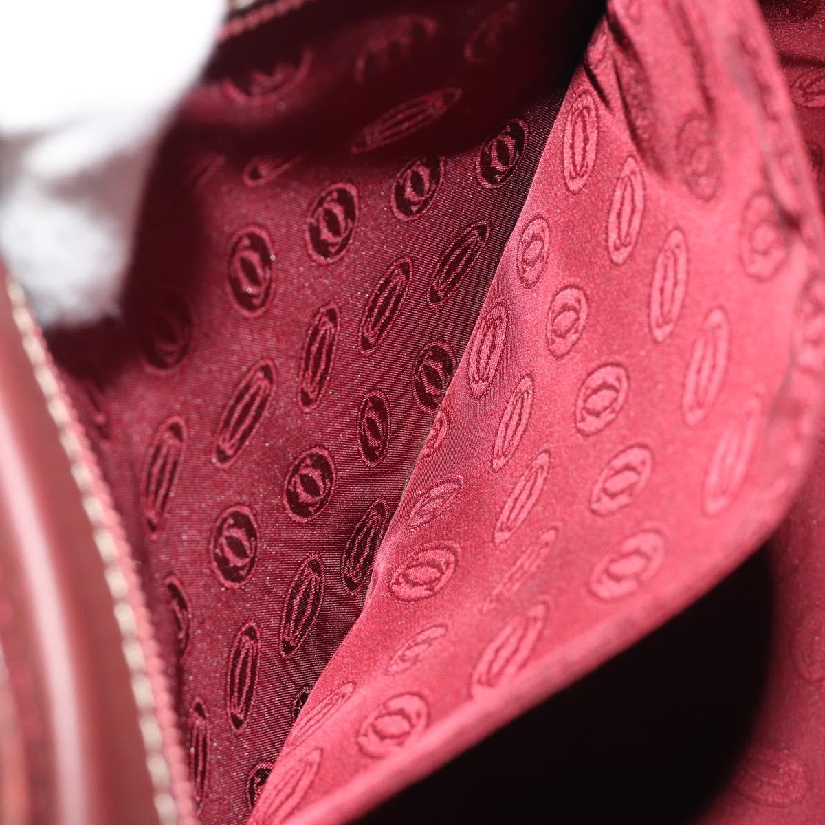 CARTIER Must Line Hand Bag Leather Bordeaux Gold Auth bs36622A