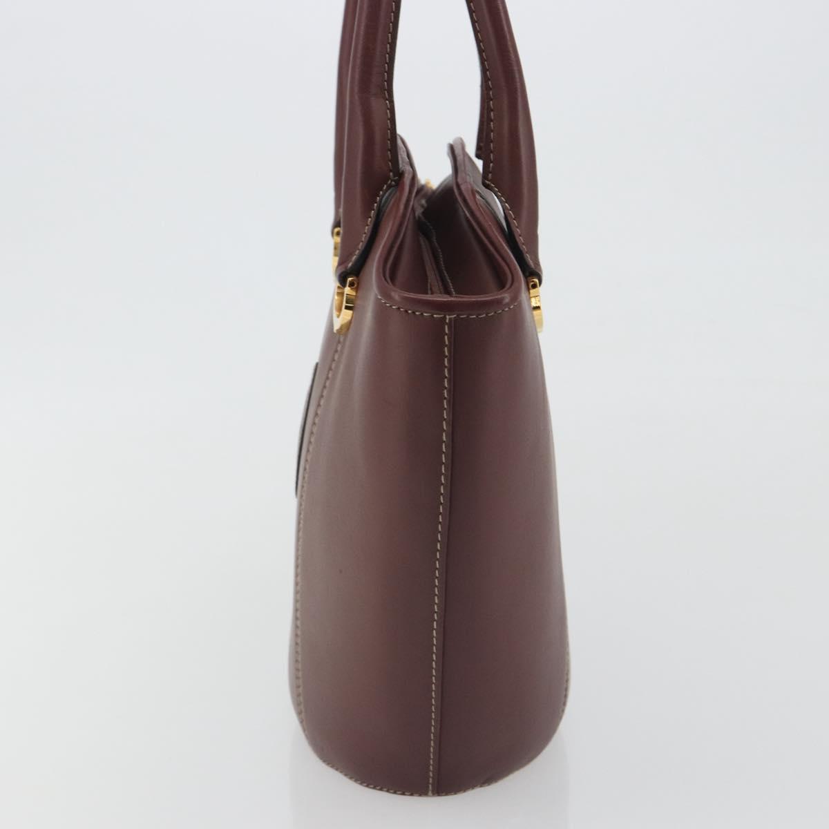 CARTIER Must Line Hand Bag Leather Bordeaux Gold Auth bs36622A