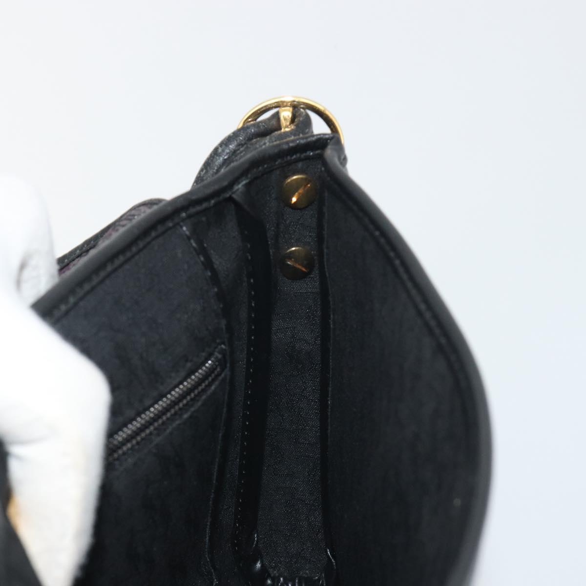 SAINT LAURENT Shoulder Bag PVC Canvas Black Gold Auth bs36624