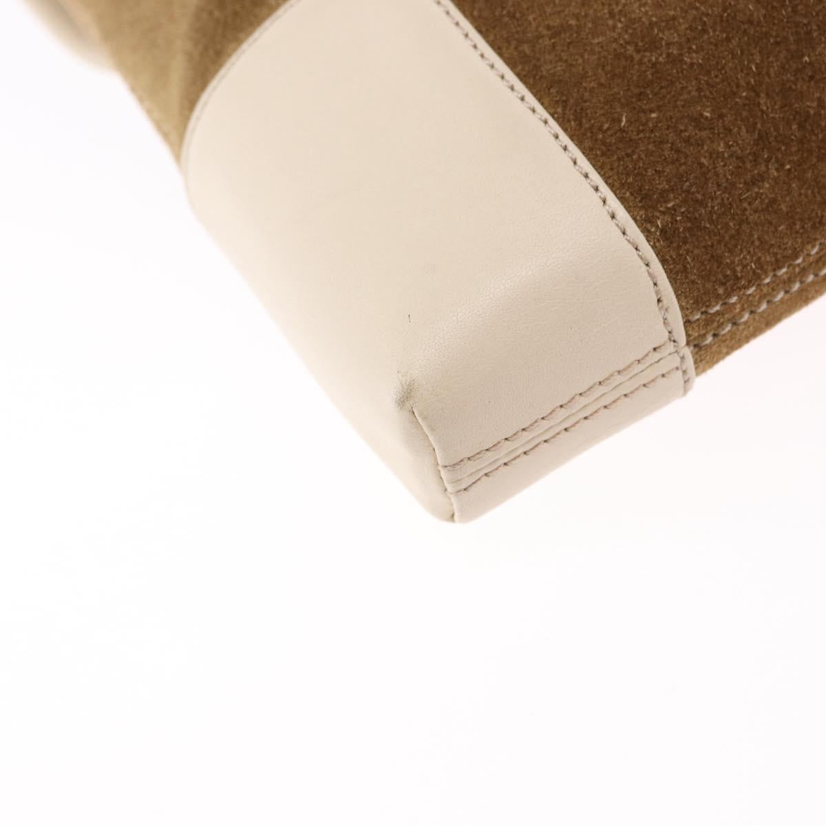 LOEWE Shoulder Bag Suede Brown Gold Auth bs36625