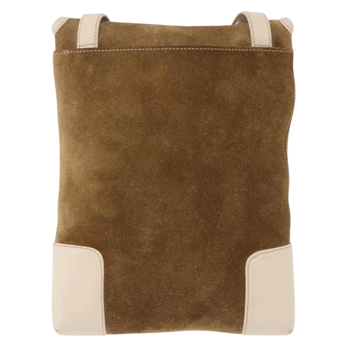 LOEWE Shoulder Bag Suede Brown Gold Auth bs36625