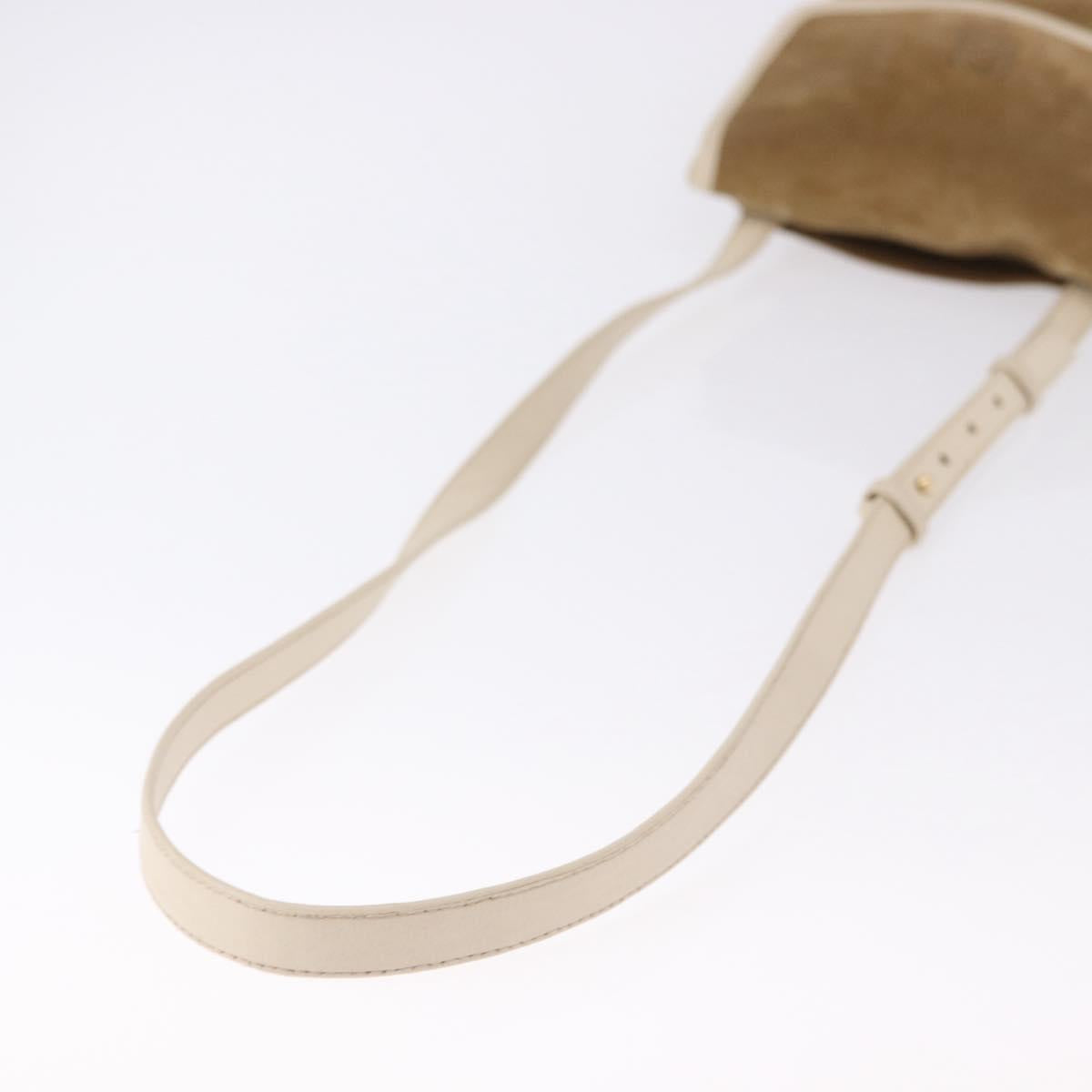 LOEWE Shoulder Bag Suede Brown Gold Auth bs36625