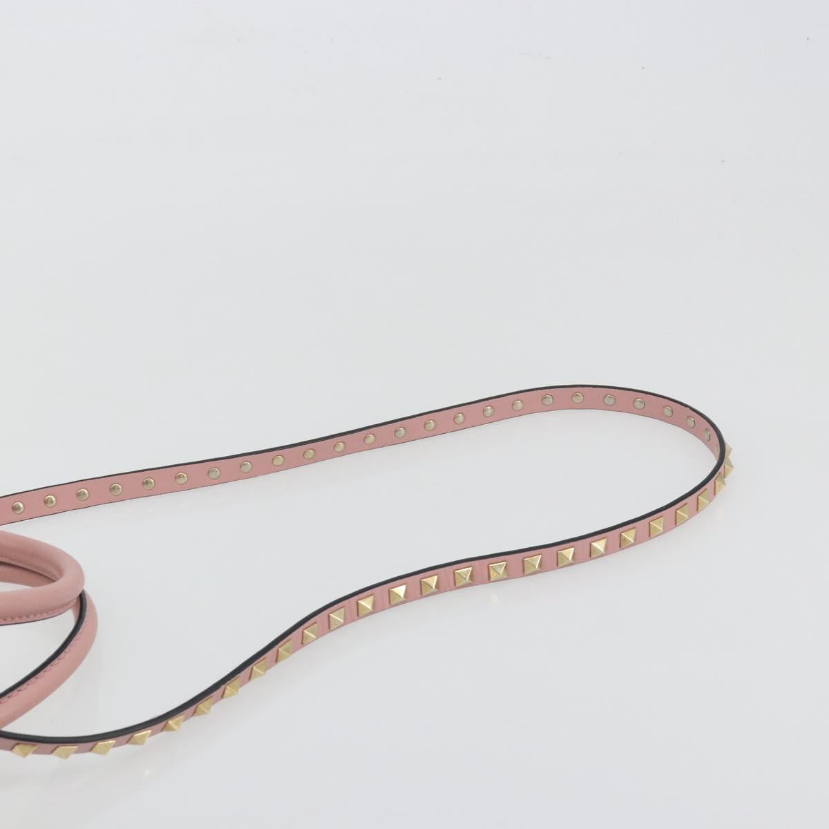 VALENTINO Rock Studs Hand Bag Leather 2way Pink Gold Auth bs36628A