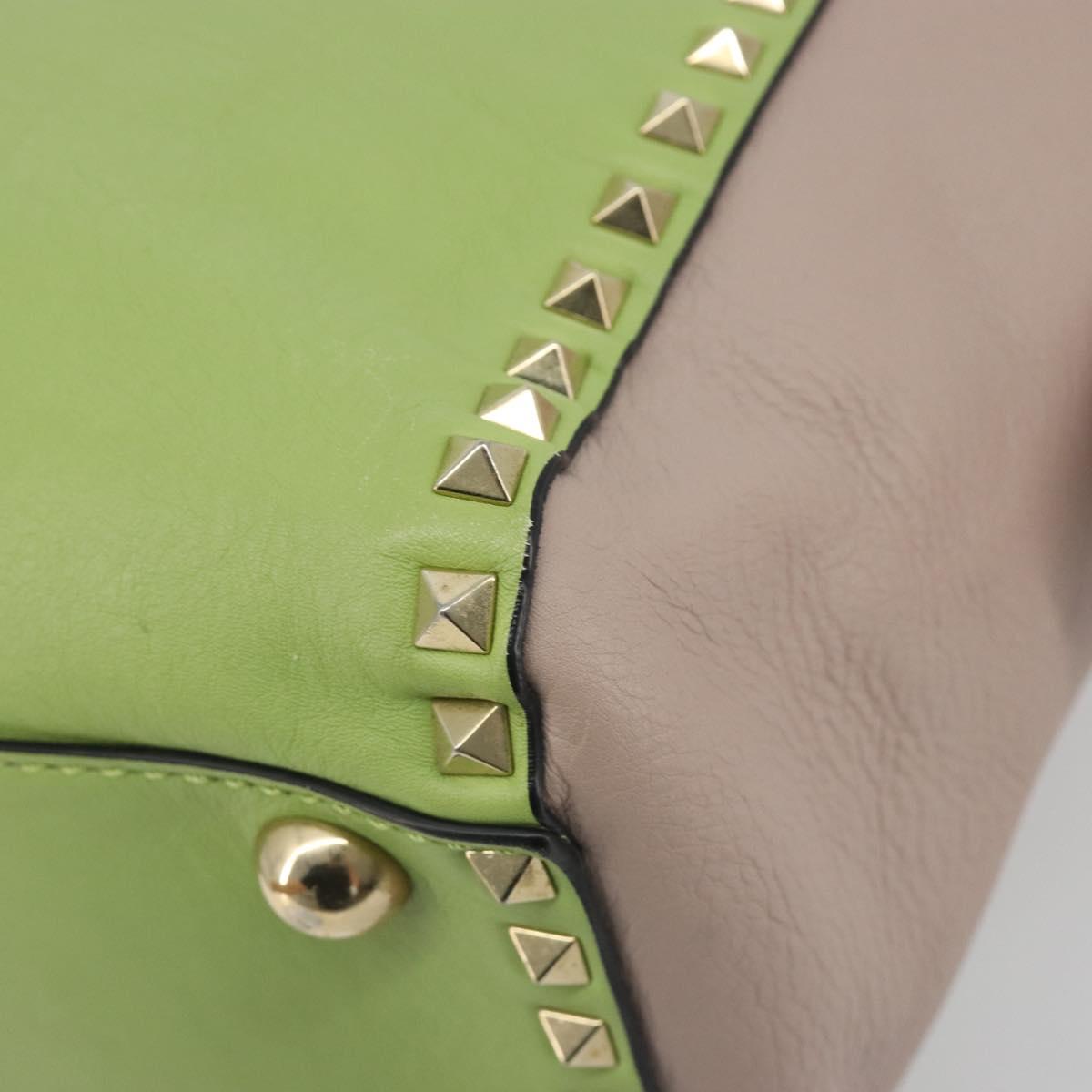 VALENTINO Rock Studs Hand Bag Leather 2way Pink Gold Auth bs36628A