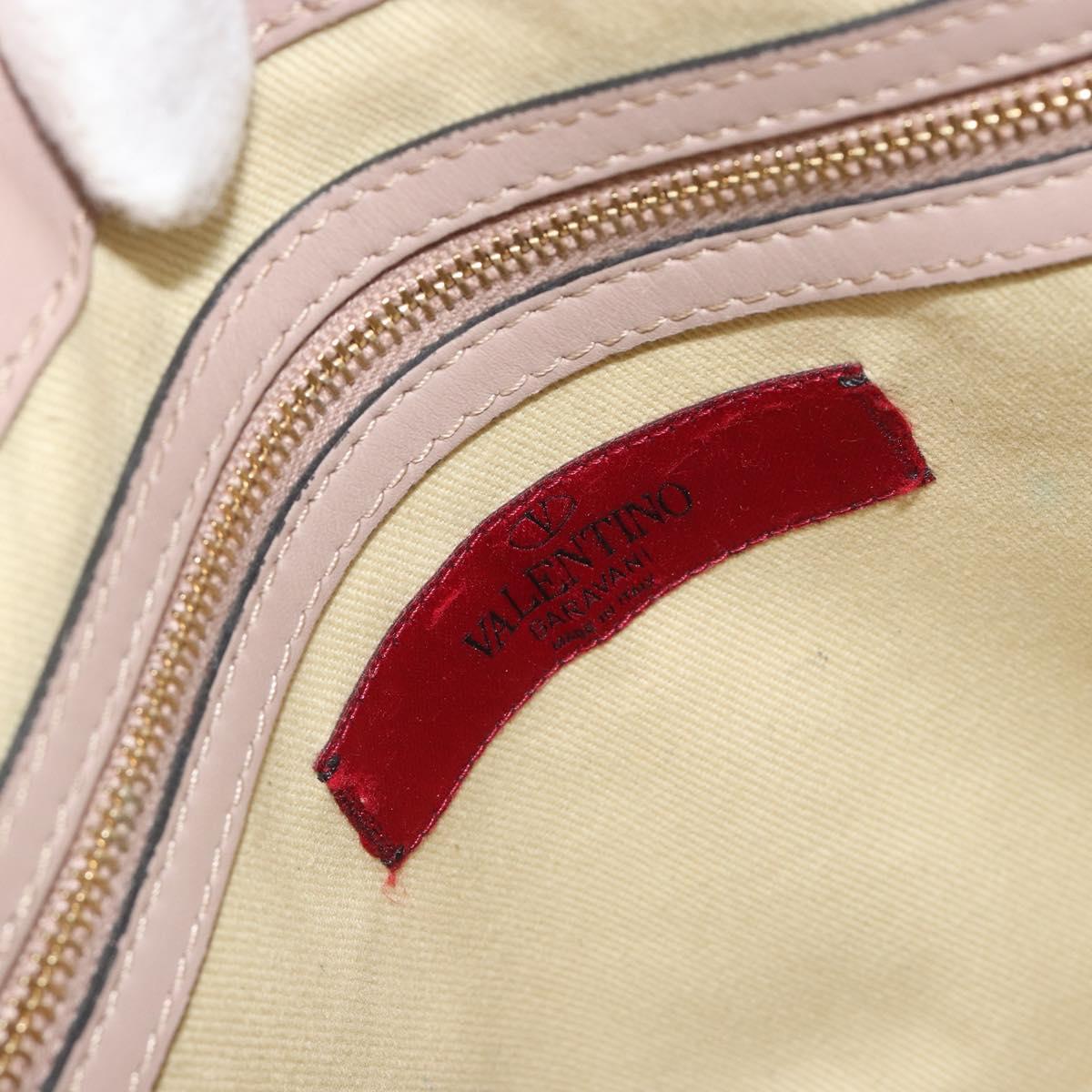 VALENTINO Rock Studs Hand Bag Leather 2way Pink Gold Auth bs36628A