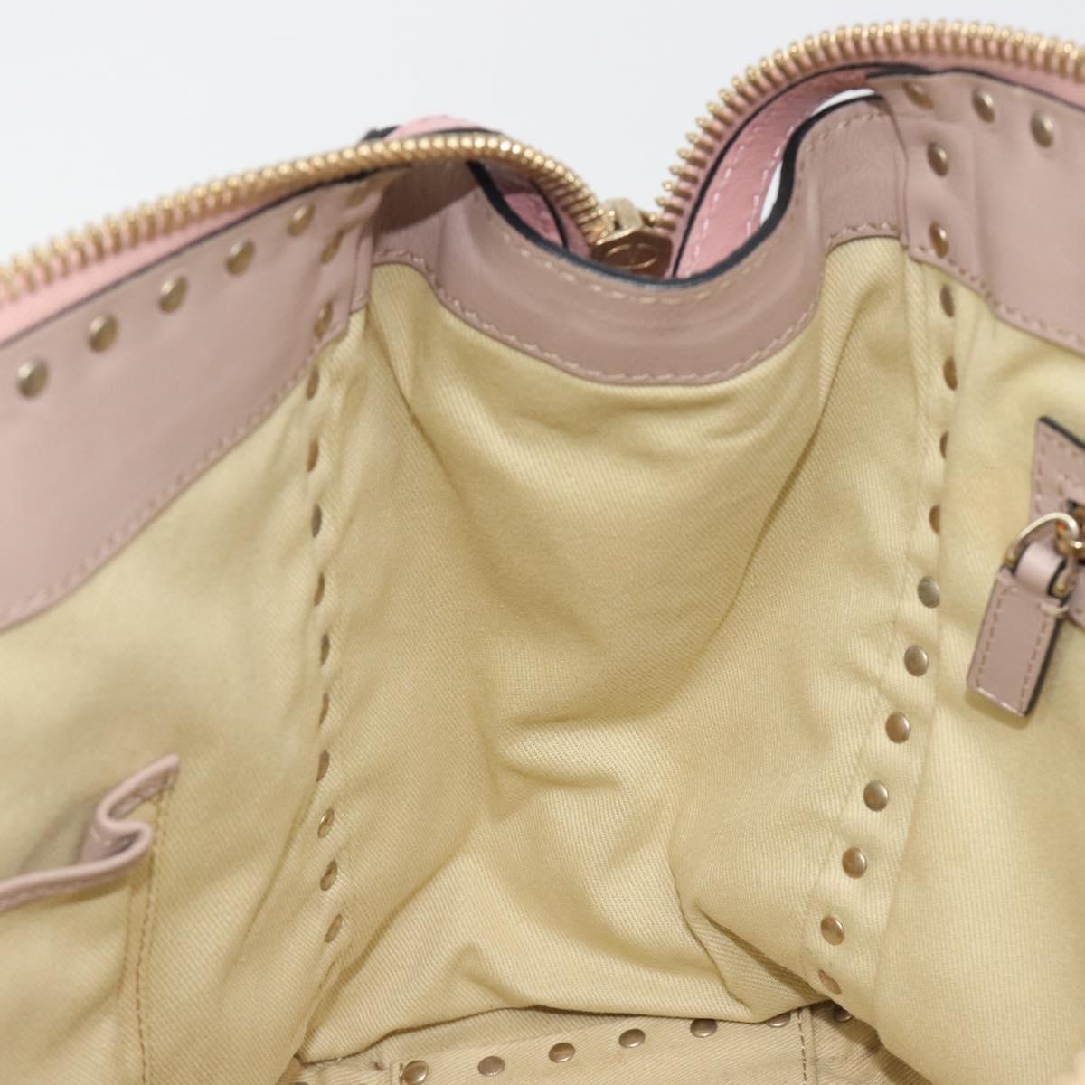 VALENTINO Rock Studs Hand Bag Leather 2way Pink Gold Auth bs36628A