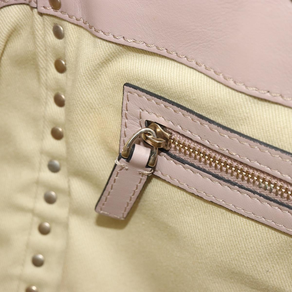 VALENTINO Rock Studs Hand Bag Leather 2way Pink Gold Auth bs36628A