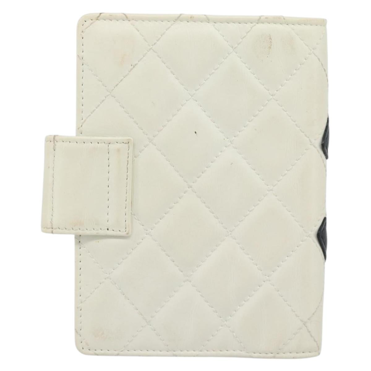 CHANEL Cambon Line Day Planner Cover Leather Black Silver CC Auth bs36631