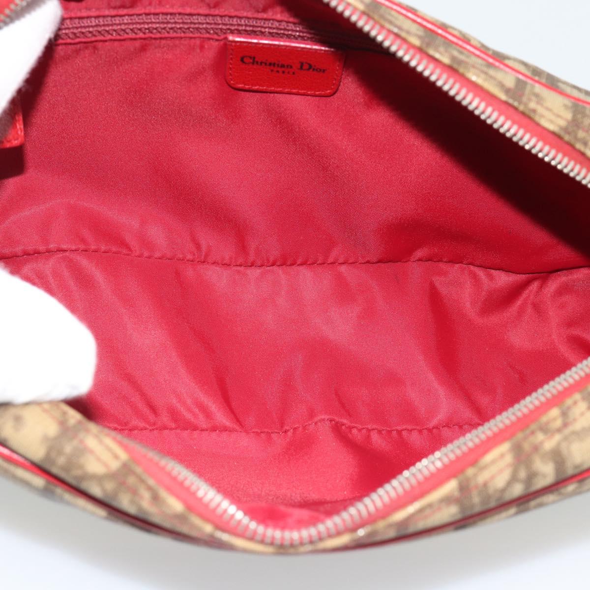 Christian Dior Trotter Canvas Rasta Color Bag PVC Brown Silver Auth bs36632