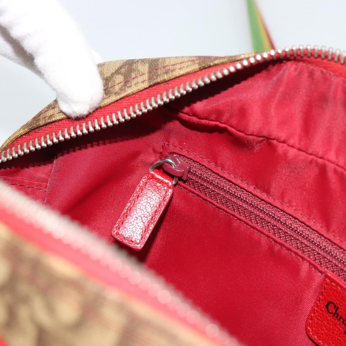 Christian Dior Trotter Canvas Rasta Color Bag PVC Brown Silver Auth bs36632