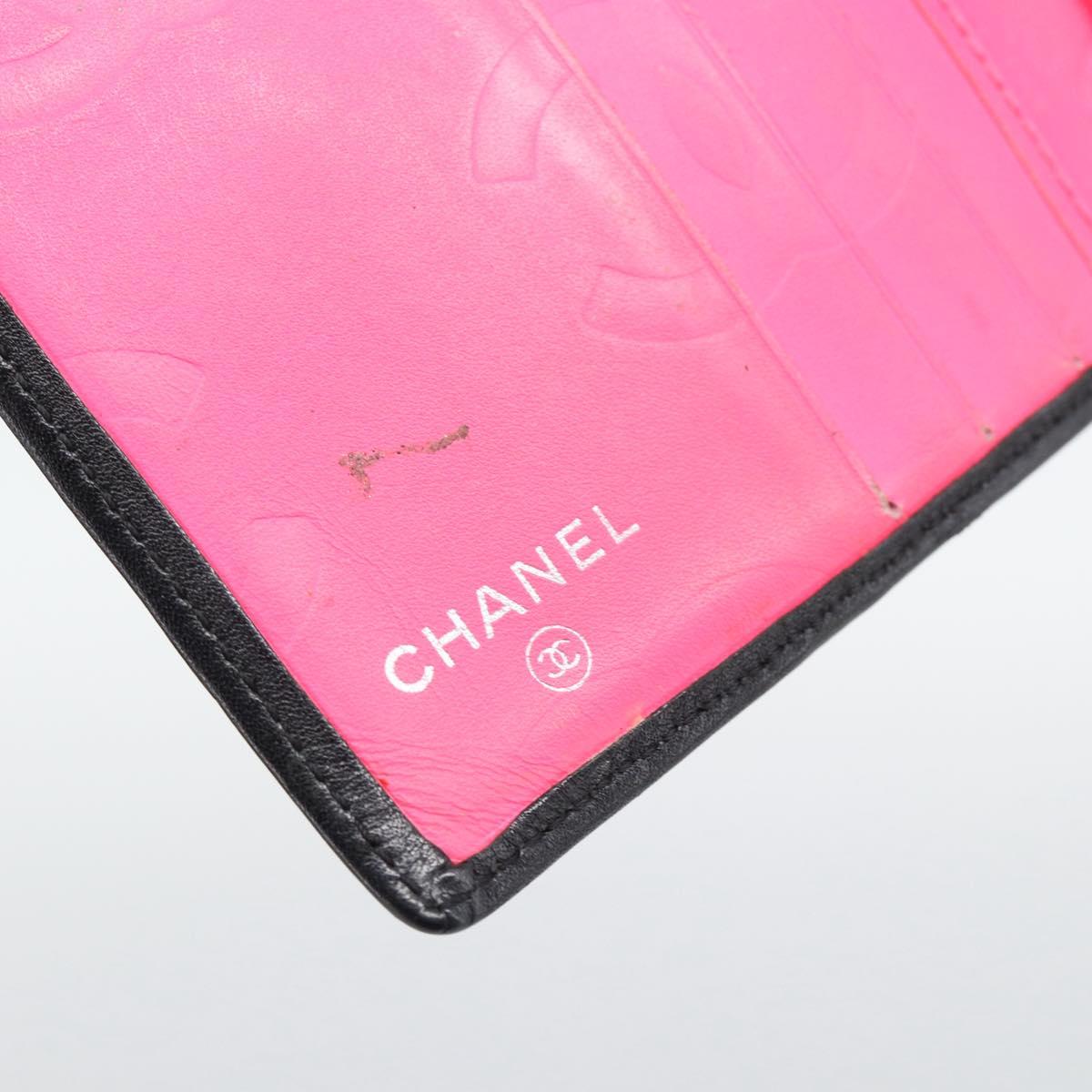 CHANEL Matelasse Cambon Line Wallet Lamb Skin Black CC Auth bs36633