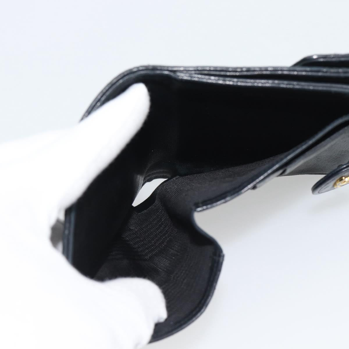 CHANEL Bicolore Bifold Wallet Lamb Skin Black CC Auth bs36637
