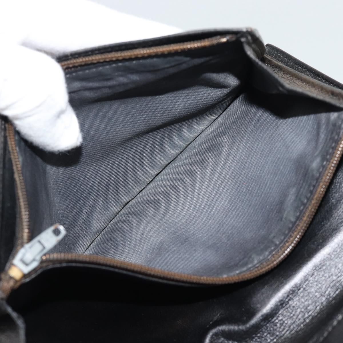 CHANEL Long Wallet Patent leather Black Gold CC Auth bs36639